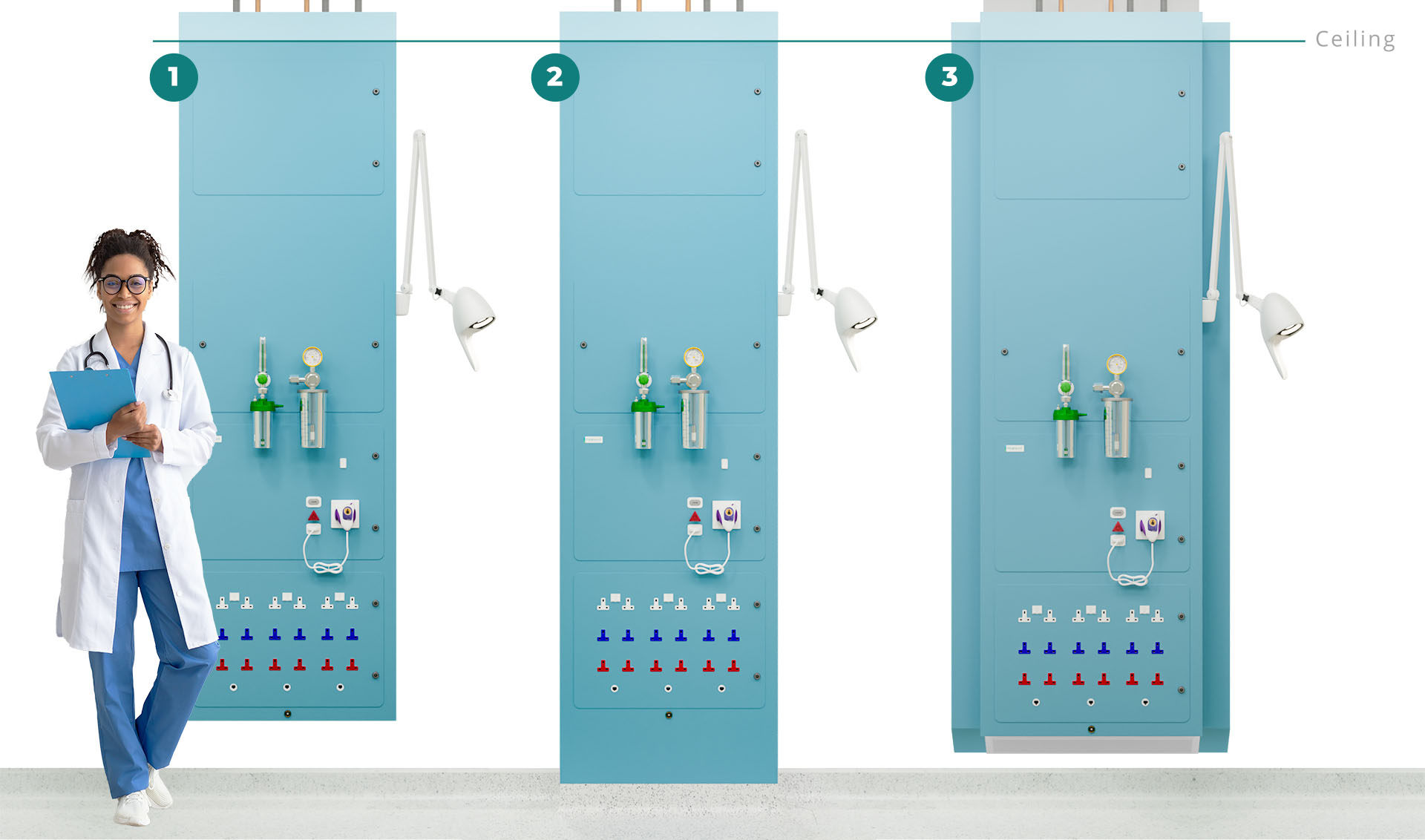 Bed head trunking Hospital ward trunking Hygipod MSU